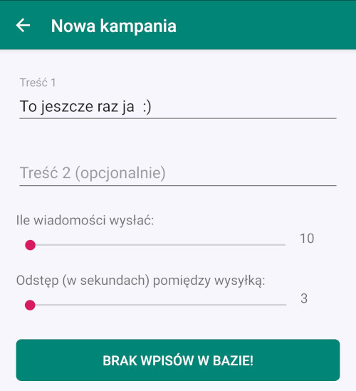 SMSender ekran główny
